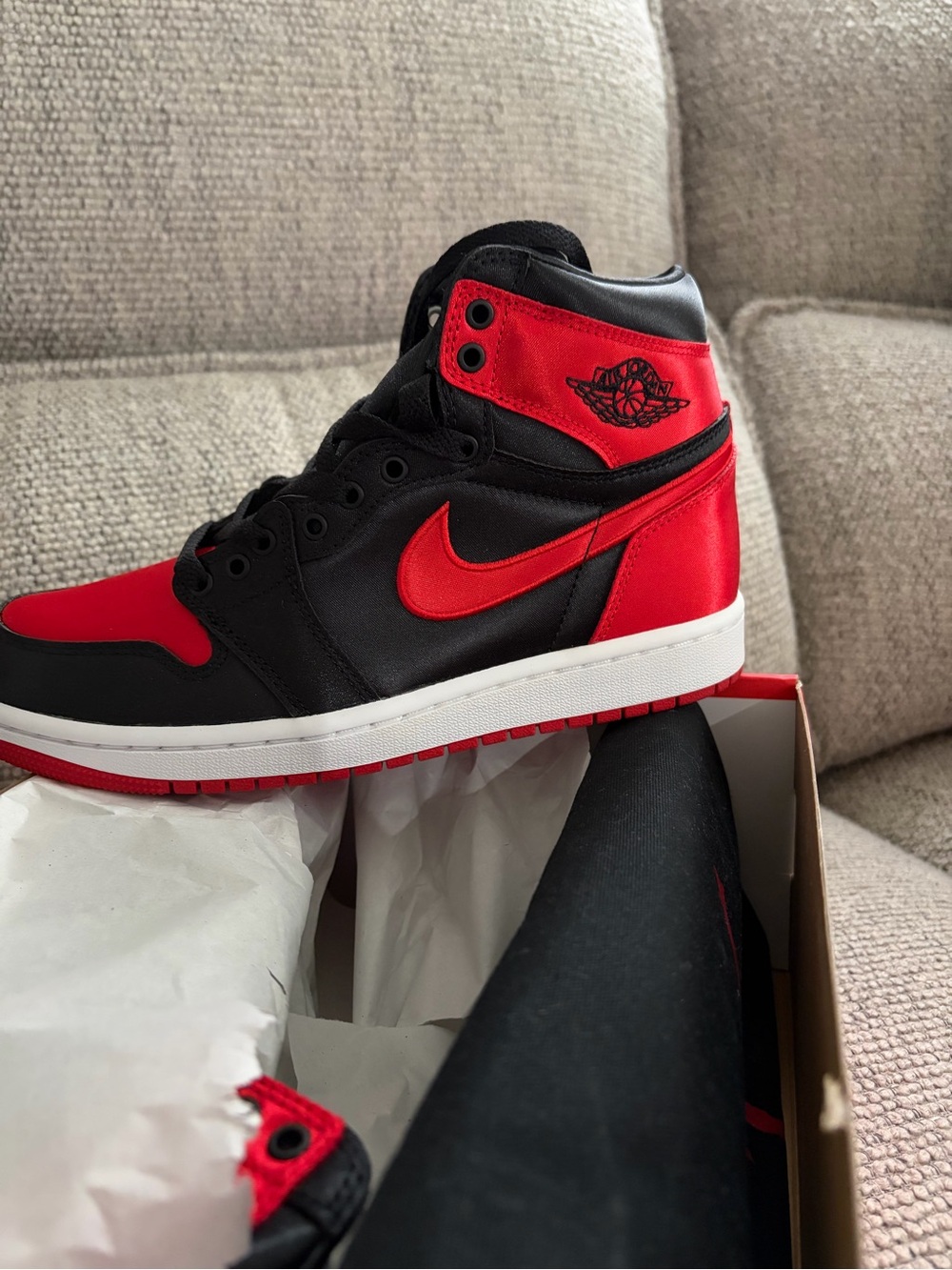 Nike Air Jordan 1 High Satin Bred Sneakers